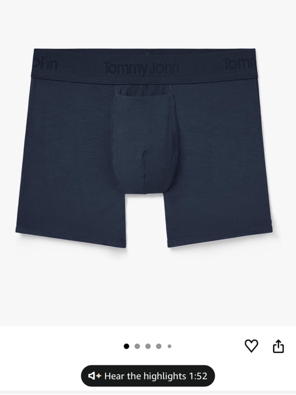 Tommy John Second Skin 6” Boxer Briefs Dress Blues NWT